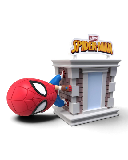 YuMe Hero Box Marvel Spider-Man Tower Series classic Spider-Man climbing the tower wall, upside down.