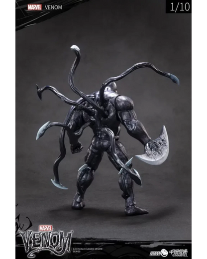 VaultifyUK ZD Toys Marvel 1/10 scale Venom figure showing back view with detailed symbiote tendrils and musculature