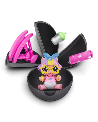 VaultifyUK ZURU 5 Surprise Newborn Unicorn Glow Squad collectable figure with accessories inside an open black capsule