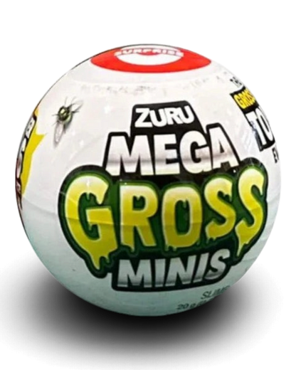VaultifyUK ZURU 5 Surprise Mega Gross Minis capsule featuring a white ball with green slime-themed branding