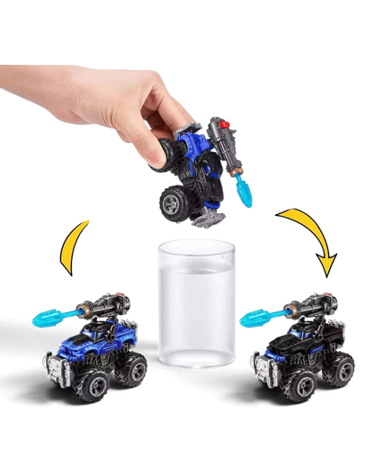 VaultifyUK ZURU 5 Surprise Monster Truck toy showing colour change effect in water with blue and black details