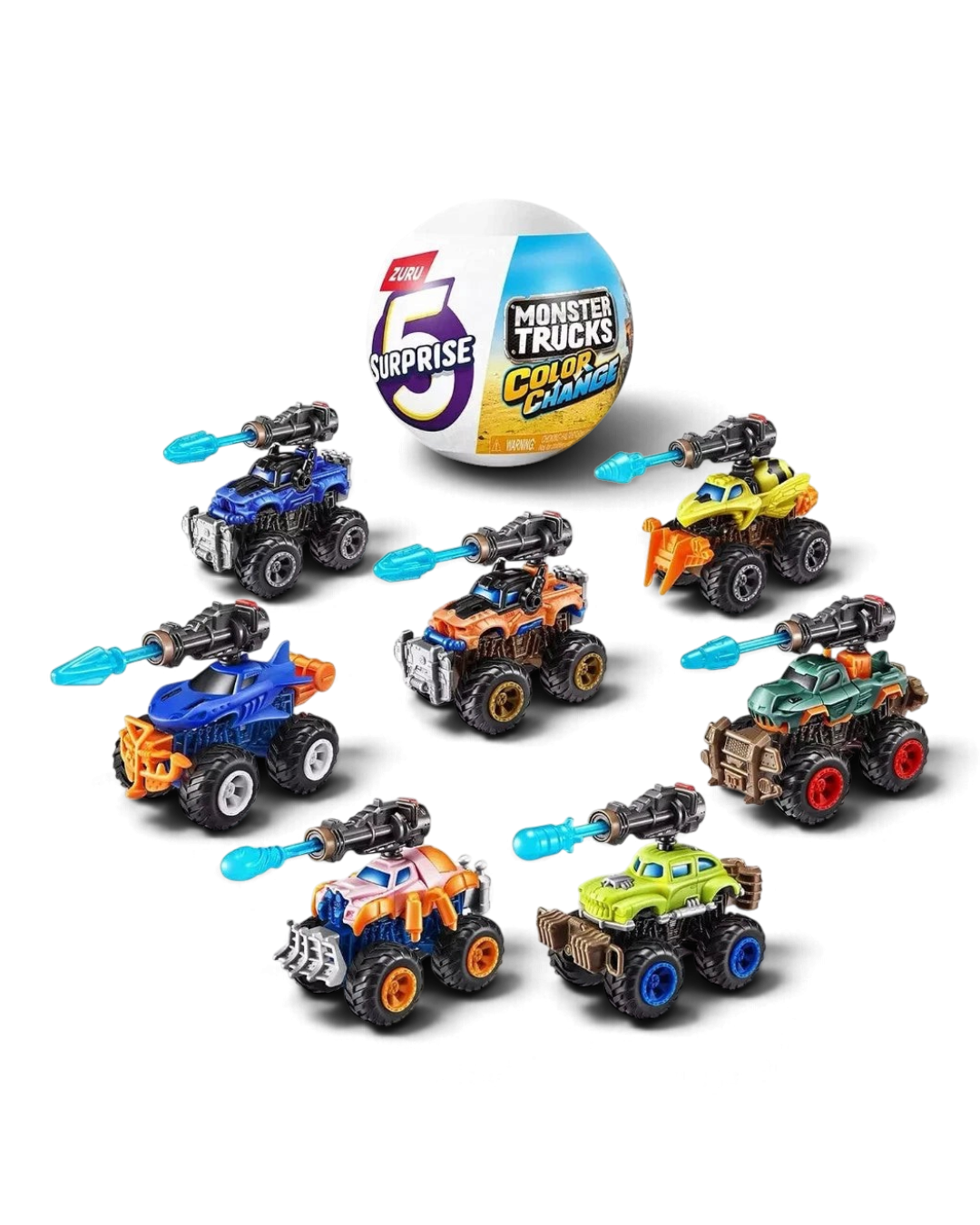 VaultifyUK ZURU 5 Surprise Monster Trucks Colour Change capsule with assorted mini toy trucks and accessories