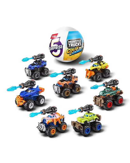 VaultifyUK ZURU 5 Surprise Monster Trucks Colour Change capsule with assorted mini toy trucks and accessories