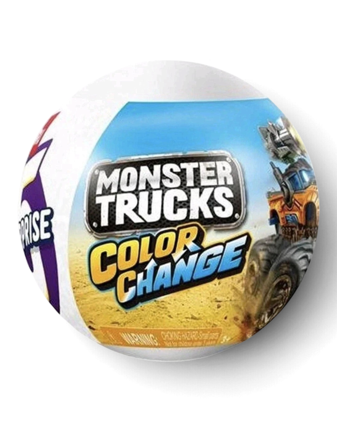 VaultifyUK ZURU 5 Surprise Monster Trucks Colour Change capsule featuring a graphic of a monster truck on the packaging