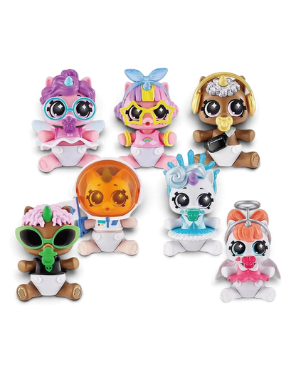 VaultifyUK ZURU 5 Surprise Newborn Unicorn Glow Squad collection featuring six diverse baby unicorn figures with accessories