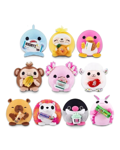 VaultifyUK ZURU Snackles Series 2 collection featuring various cute plush animals holding branded snack accessories.