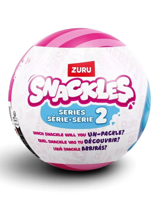 VaultifyUK ZURU Snackles Series 2 surprise capsule ball featuring pink and white branding for collectible plush toys
