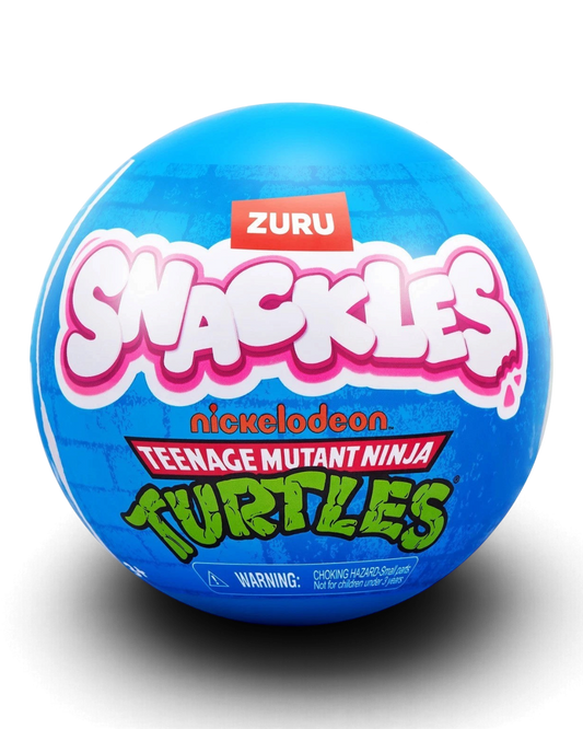 VaultifyUK ZURU Snackles Teenage Mutant Ninja Turtles mystery plush toy inside a blue branded surprise capsule