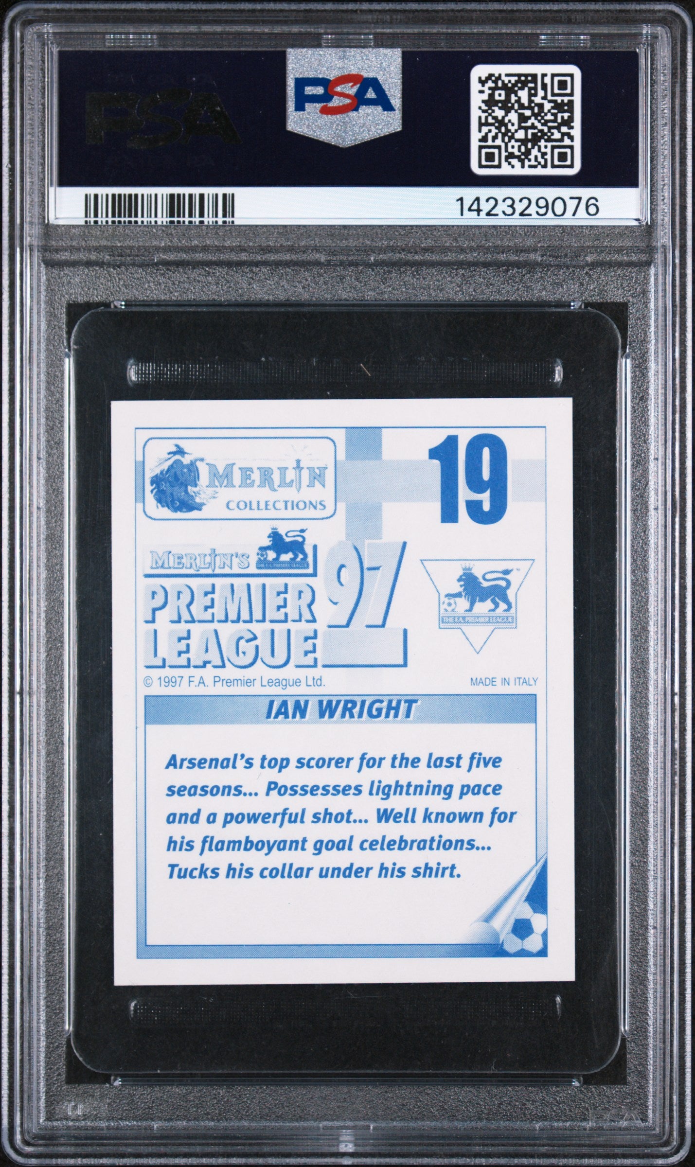 1996 Merlin | Ian Wright #19 | Premier League Sticker | PSA 8 NM-MT